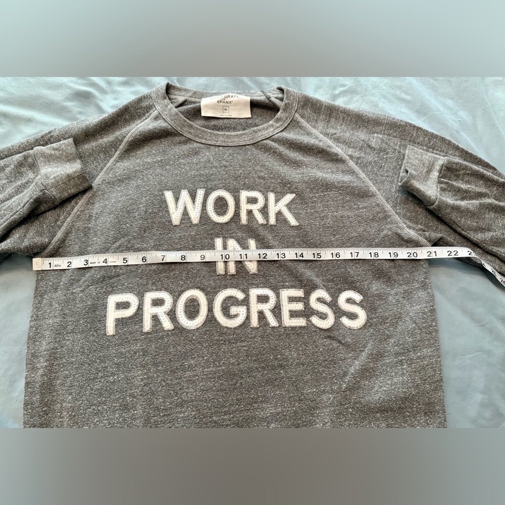 Bow & Drape Gray "Work In Progress" Crewneck Sweatshirt - Picture 4 of 5
